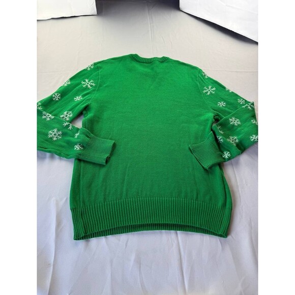 Ugly Christmas Resting Grinch Face Sweater Green Crew Neck Large Holiday - Picture 5 of 5